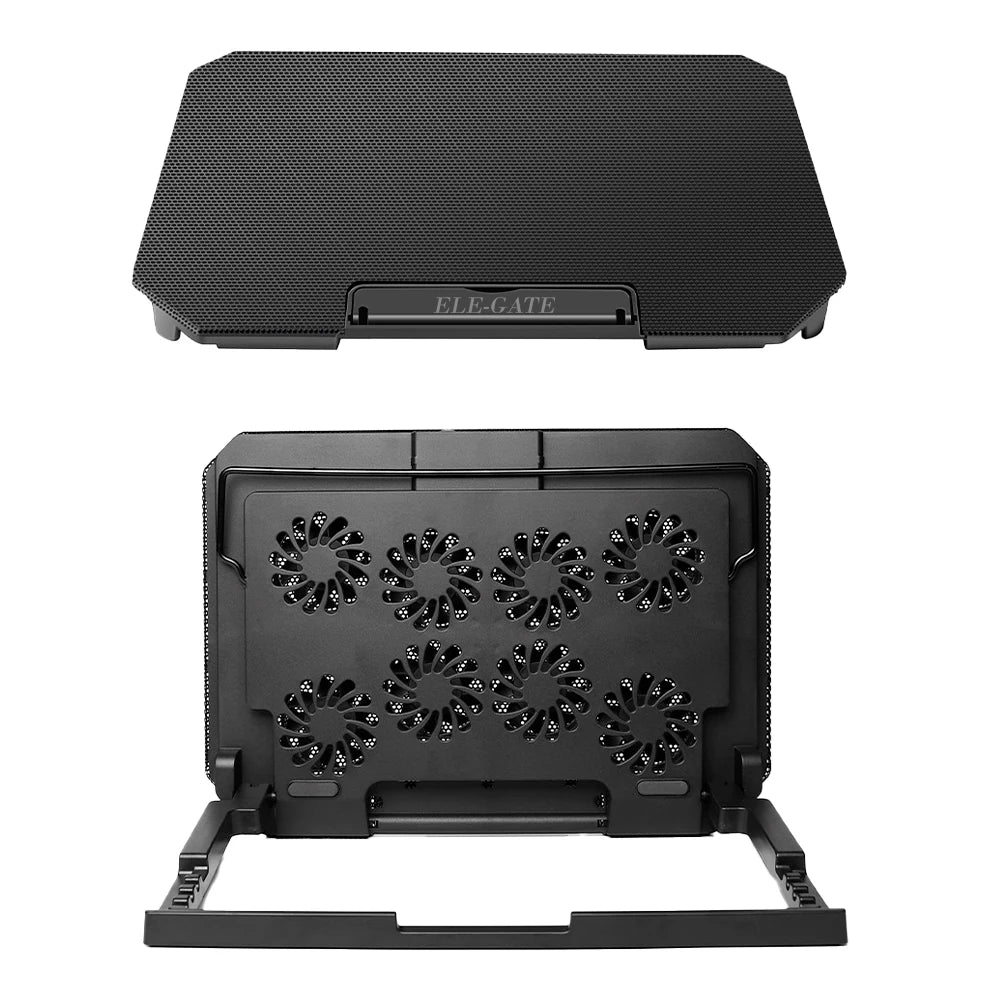 ELE-GATE 8-Fan Plastic Laptop Cooling Pad with Two USB Ports 4-Tilt for 12" to 15.6" Laptops in Stock