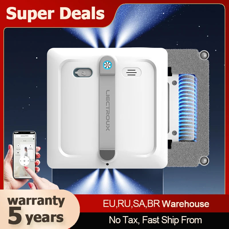 Window cleaning robot Liectroux S9,with 2 roller brushes,6-way water pump spray,9KPa,frameless works,app control