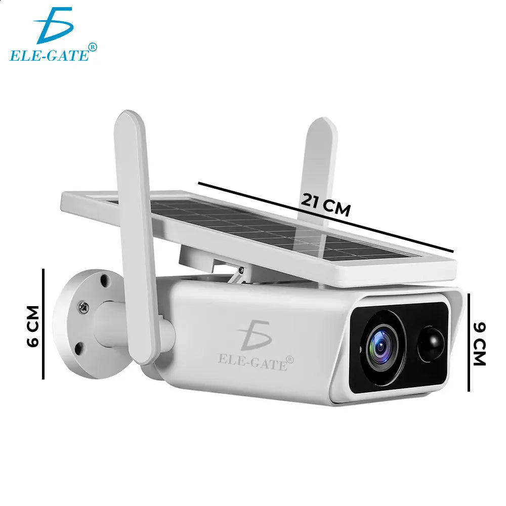 ELE-GATE Full HD Wireless WiFi Camera Solar Panel Infrared Night Vision Motion Detection IP66 Cloud Storage for Outdoor Home