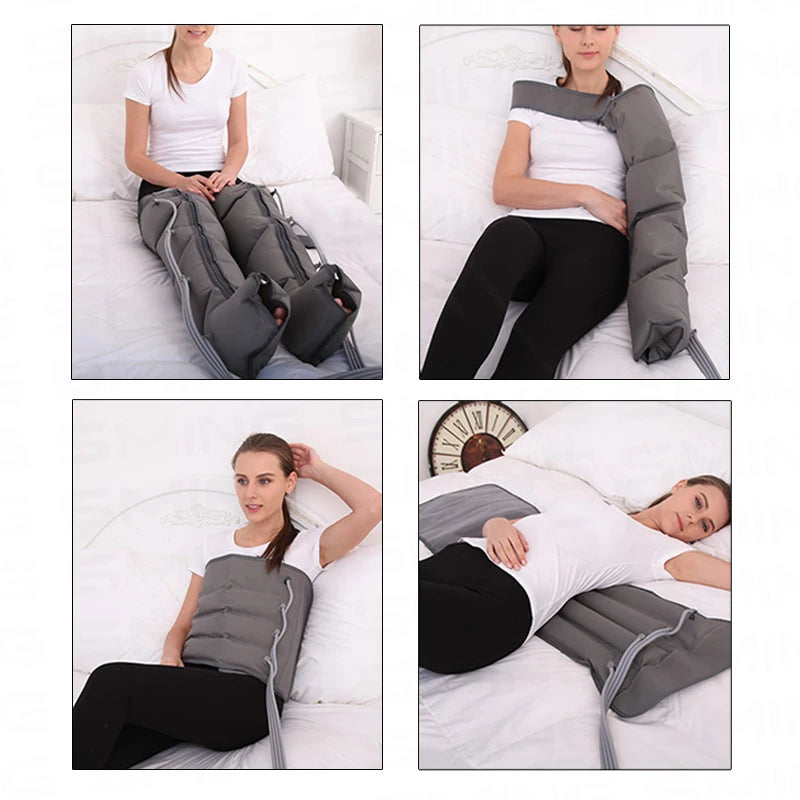 4-Cavity Electric Air Compression Leg Massager Wraps Arm Waist Foot Massage Machine Promote Blood Circulation Body Shapping