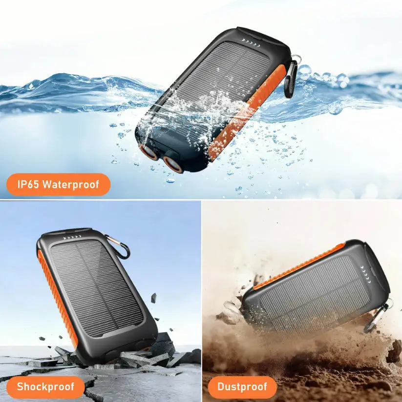 30000mAh Portable Charging Powerbank Chargeur Solaire Strong LED Light Solar Power Bank for Outdoors Camping Emergency