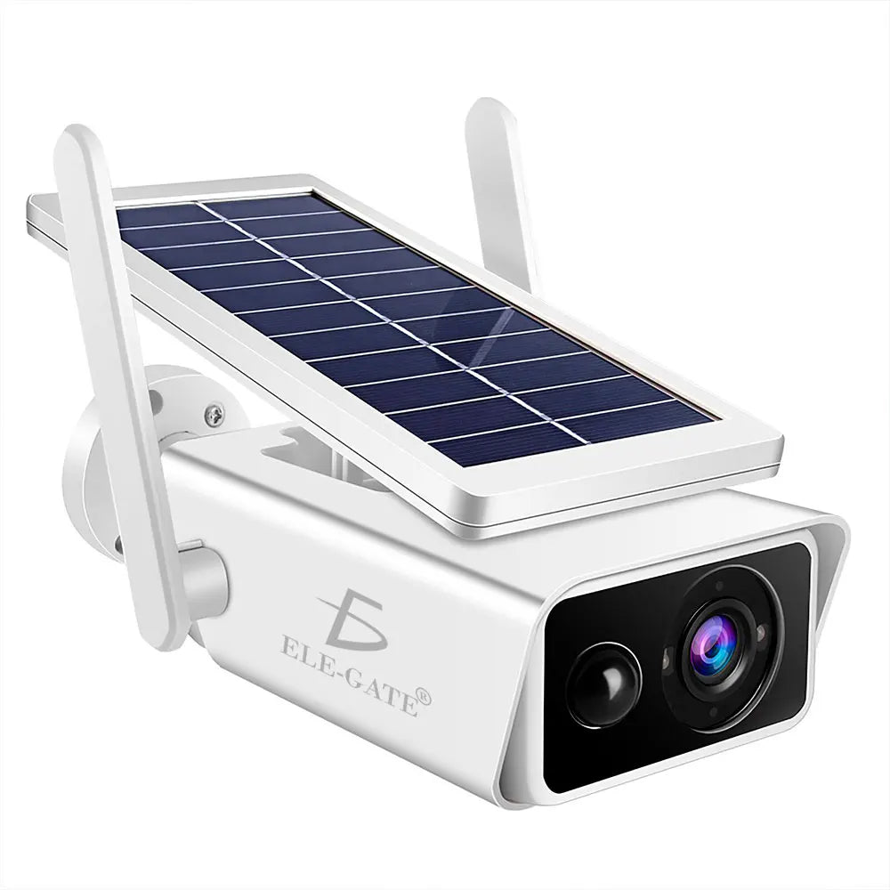 ELE-GATE Full HD Wireless WiFi Camera Solar Panel Infrared Night Vision Motion Detection IP66 Cloud Storage for Outdoor Home