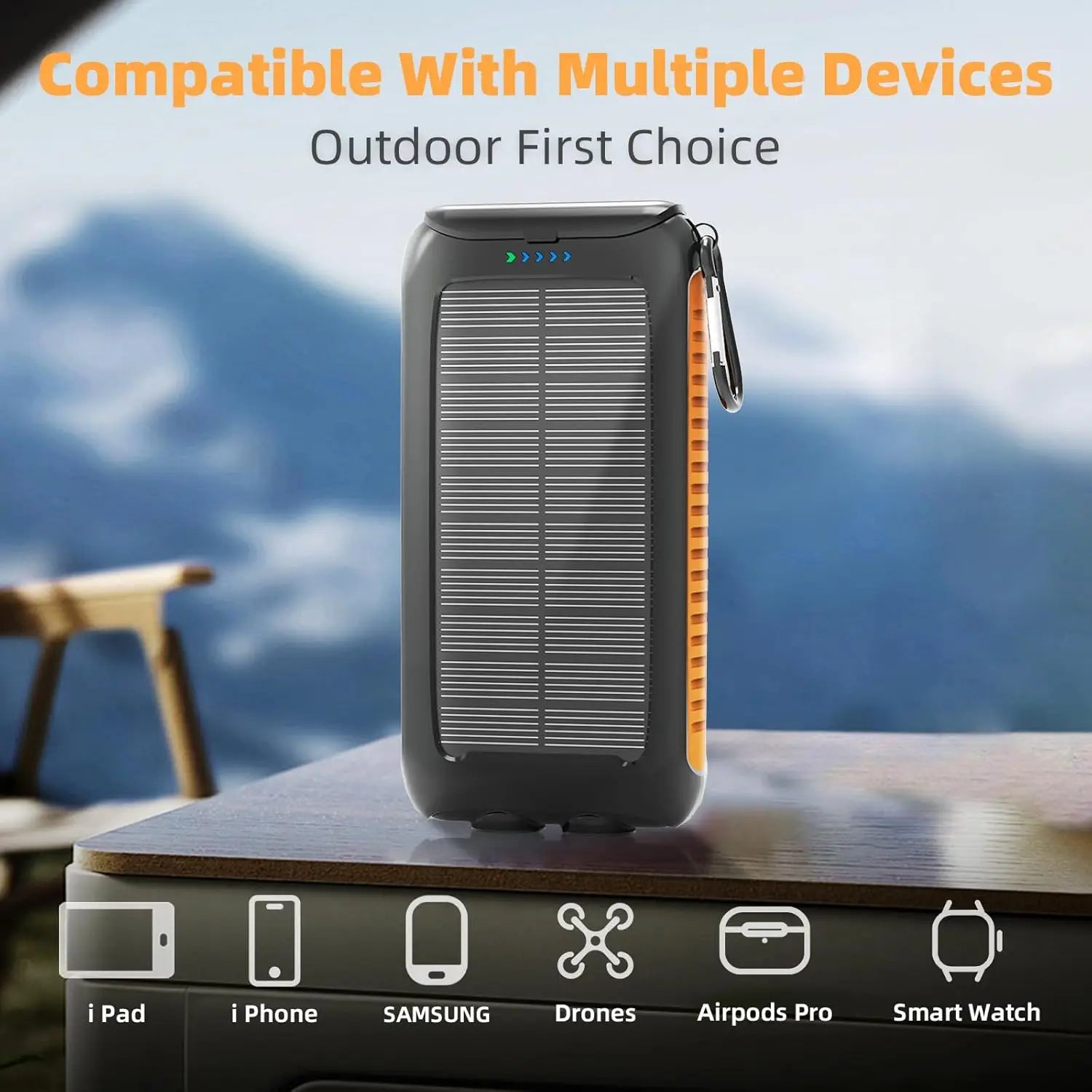 30000mAh Portable Charging Powerbank Chargeur Solaire Strong LED Light Solar Power Bank for Outdoors Camping Emergency
