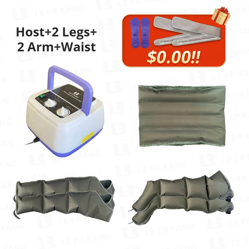 4-Cavity Electric Air Compression Leg Massager Wraps Arm Waist Foot Massage Machine Promote Blood Circulation Body Shapping