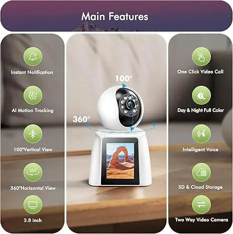 2k Smart Camera Full Color Night Vision Two-Way Voice Video Call Indoor WiFi  Cloud Data