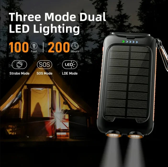 30000mAh Portable Charging Powerbank Chargeur Solaire Strong LED Light Solar Power Bank for Outdoors Camping Emergency