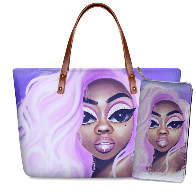 Young Ladies Handbags Black Art American African Girls Printed Popular Hand Bags Women Handbags Lady Fashion Designers Handbags