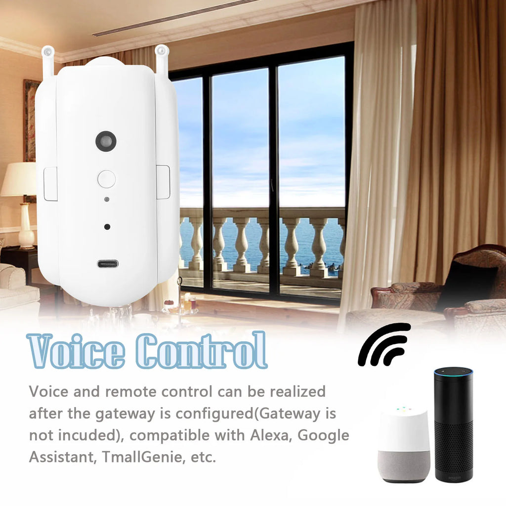 Tuya Wireless Smart Home Curtain Opener with Alexa App Control Auto Rod Type Electric Motor Bot Robot-Smart Curtain
