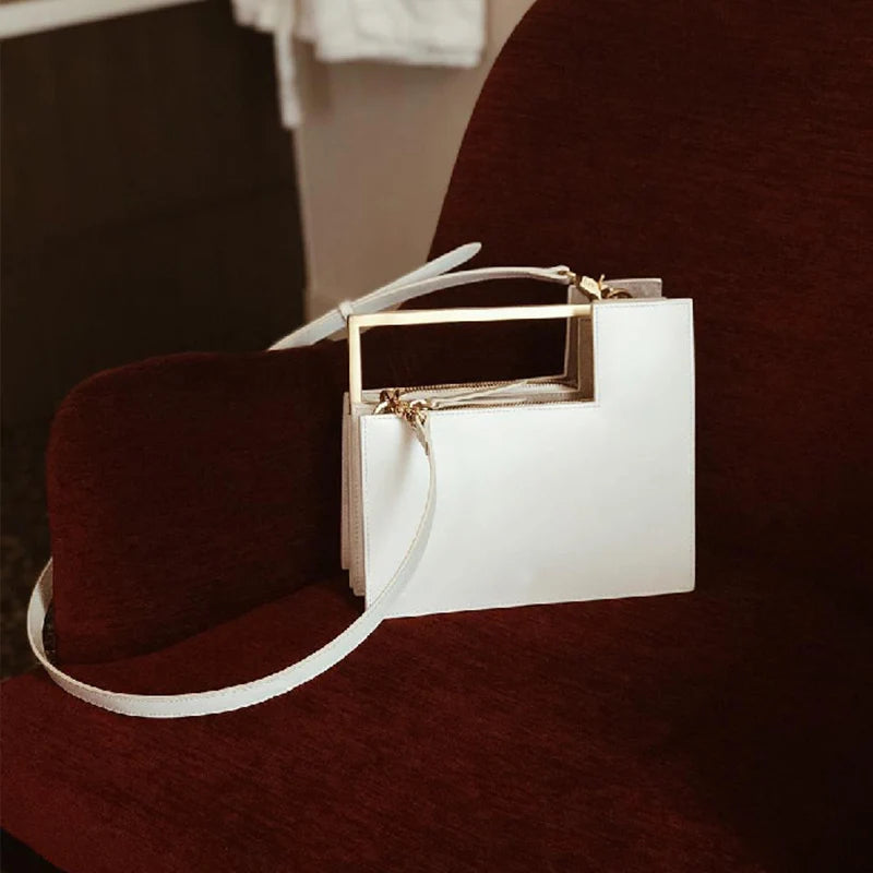 Fashion Metal Handle Box Type Women Handbags Organ Design Pu Women's Shoulder Bags Luxury Messenger Crossbody Bag Ladies Totes