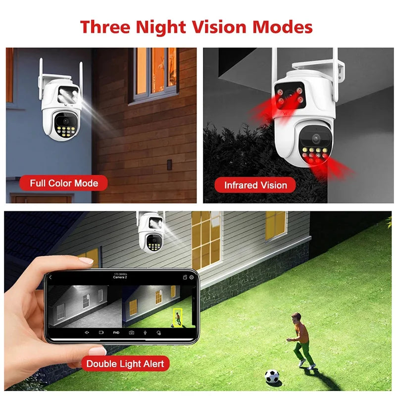 Wistino 3K Outdoor Dual Lens IP65 Waterproof Wifi Camera Human Motion Tracking Color Night Vision Wifi Smart Camera