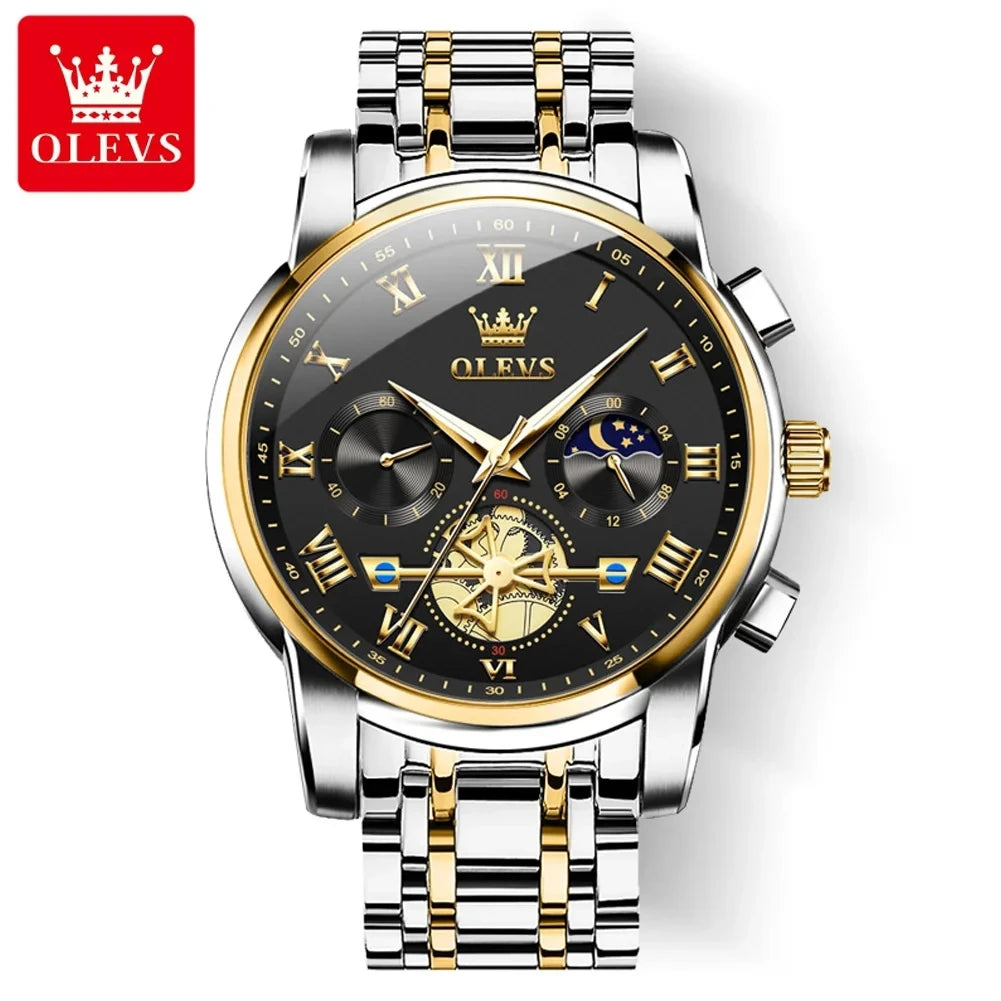 OLEVS 2859 Top Band Men's Watches Classic Roman Scale Dial Luxury Wrist Watch for Men Hot Quartz Waterproof Luminous Male