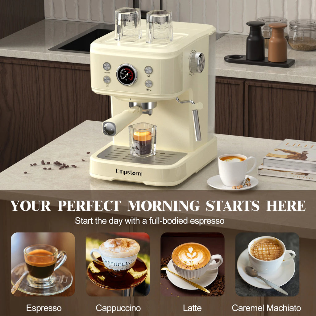 Empstorm EU Local Delivery Small Kitchen Appliances 220V 20bar Semi-Automatic Coffee Maker Manual Espresso Machine
