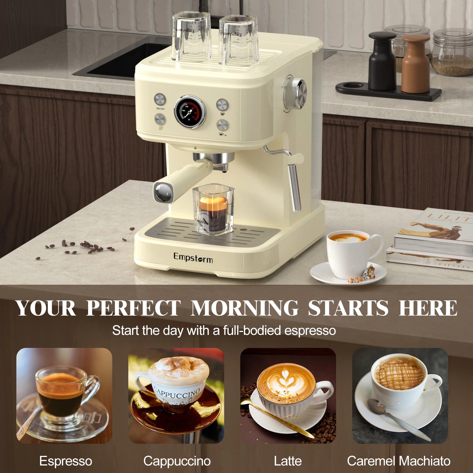 Empstorm EU Local Delivery Small Kitchen Appliances 220V 20bar Semi-Automatic Coffee Maker Manual Espresso Machine
