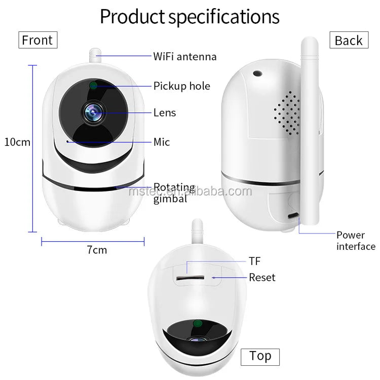 1080P WiFi Smart Home Camera with Two-Way Audio, Digital Zoom, Night Vision and Motion Detection