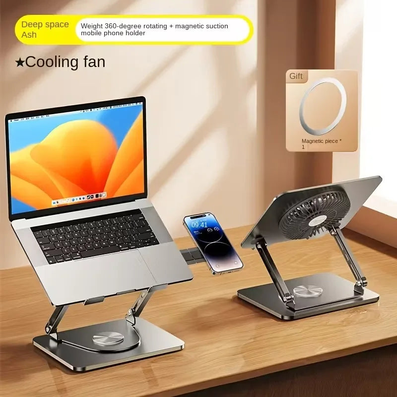 360 Rotating Computer Stand with Fan Laptop Table Support Pour Ordinateur Portable Stand for Study Table