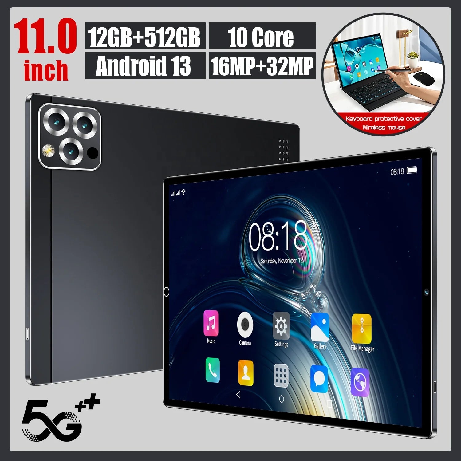 Factory Wholesale Newest Android Smart Gaming Tablets Pc Gaming Laptops 5G WiFi Enabled 12GB+512GB 11inch Computer for Business