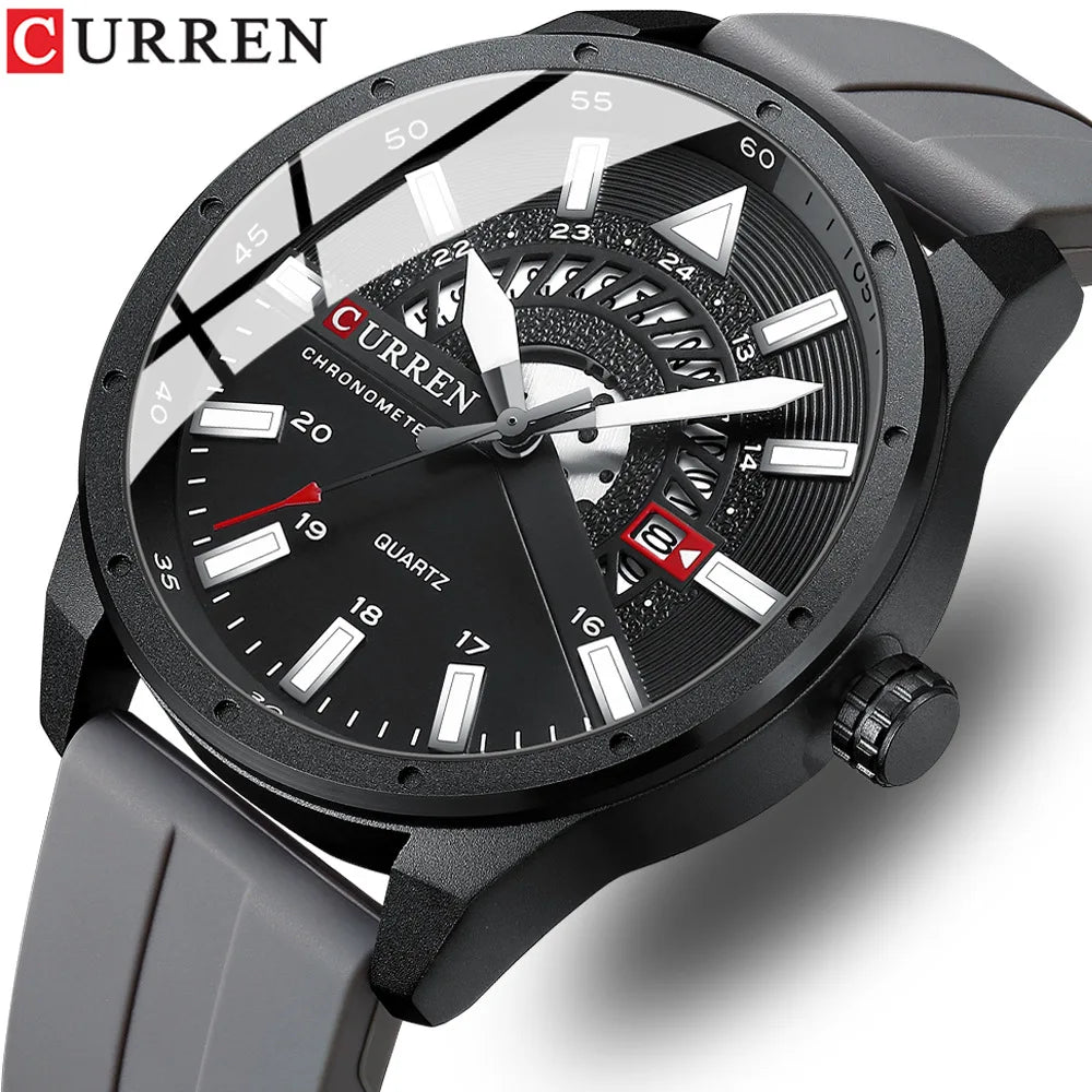 CURREN 8421 Men's Watches Minimalist Waterproof Sport Watch Men Silicone Creative Dial Wristwatch Custom Logo Watch Reloj