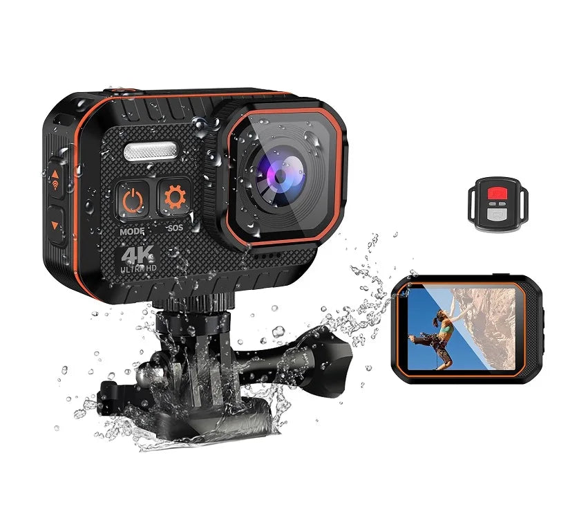 High Quality 2" Screen True 4K 60FPS Action Camera IP68 Waterproof with EIS Stabilization for Skiing Cycling Motorcycle Sports
