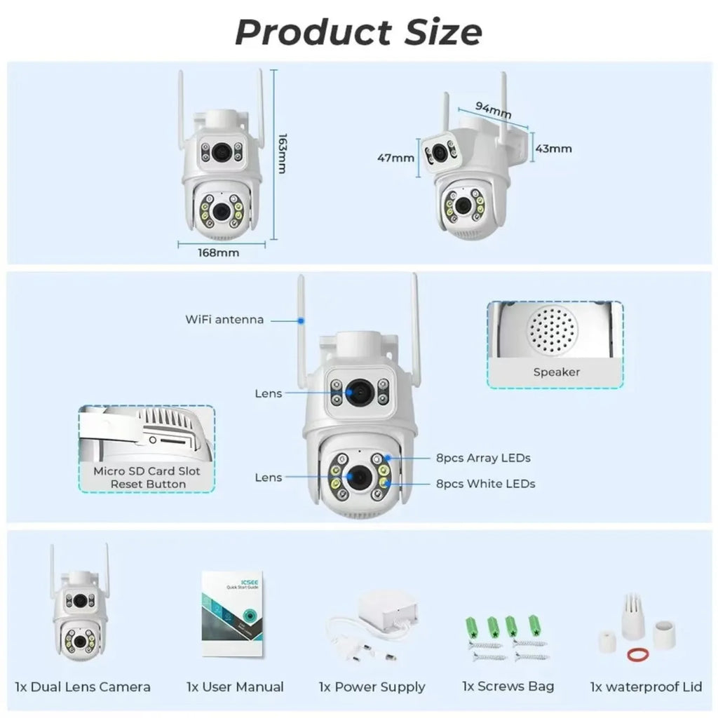 Binocular Night Vision HD Solar Camera Home Outdoor Full Color Camera WIFI Network Wireless Solar Monitoring