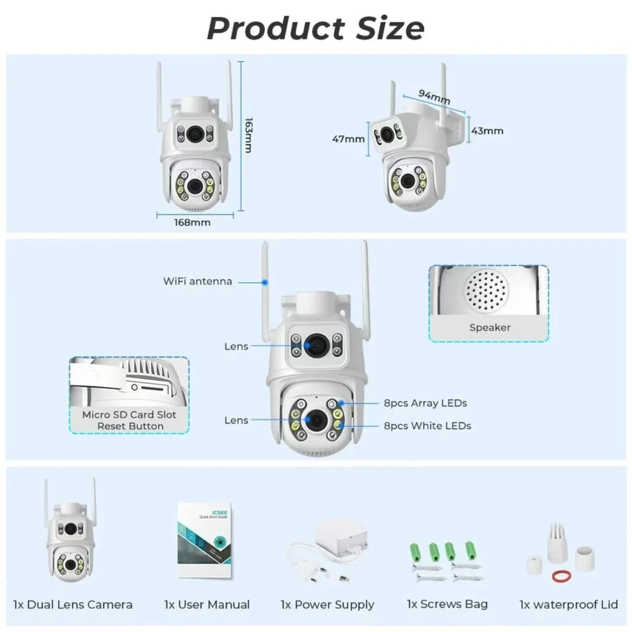 Binocular Night Vision HD Solar Camera Home Outdoor Full Color Camera WIFI Network Wireless Solar Monitoring
