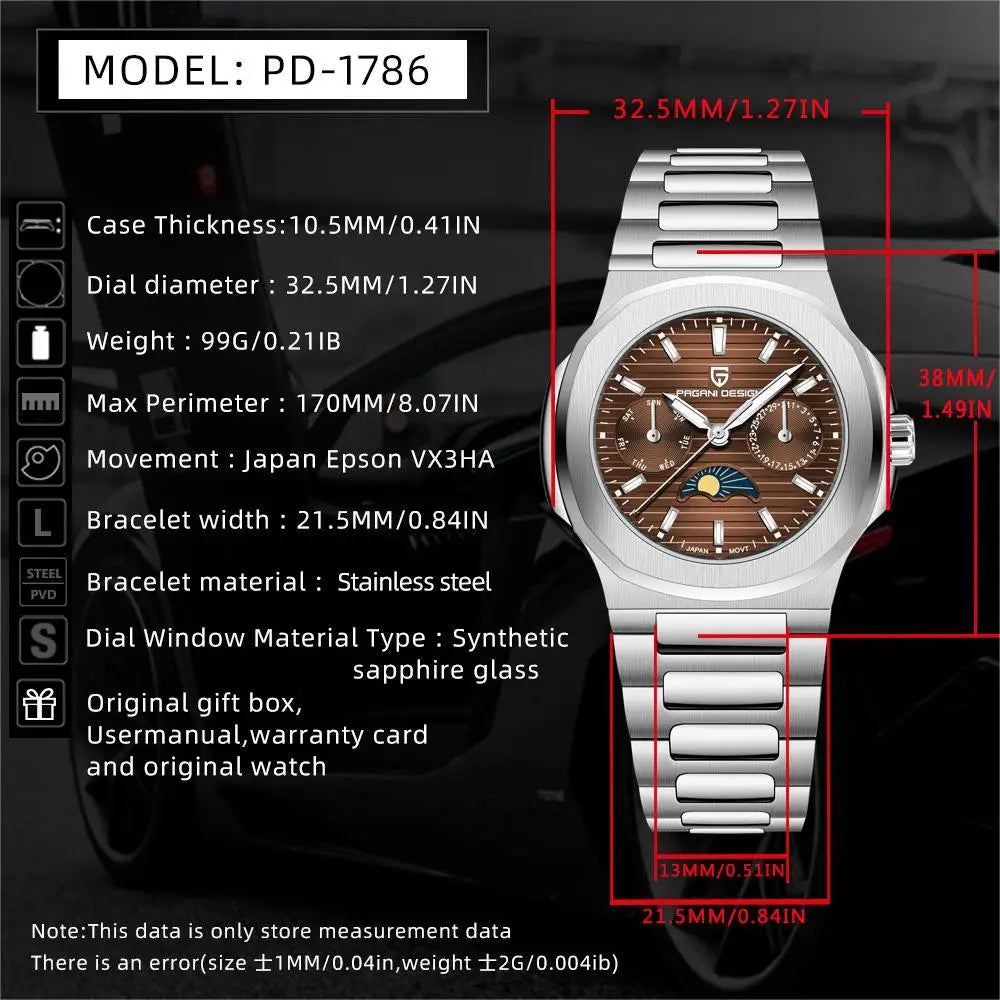 PAGANI DESIGN Women's Watches PD-1786 Luxury Watch Elegant Quartz Wristwatch for Ladies Sapphire Waterproof Exquisite Gift Clock