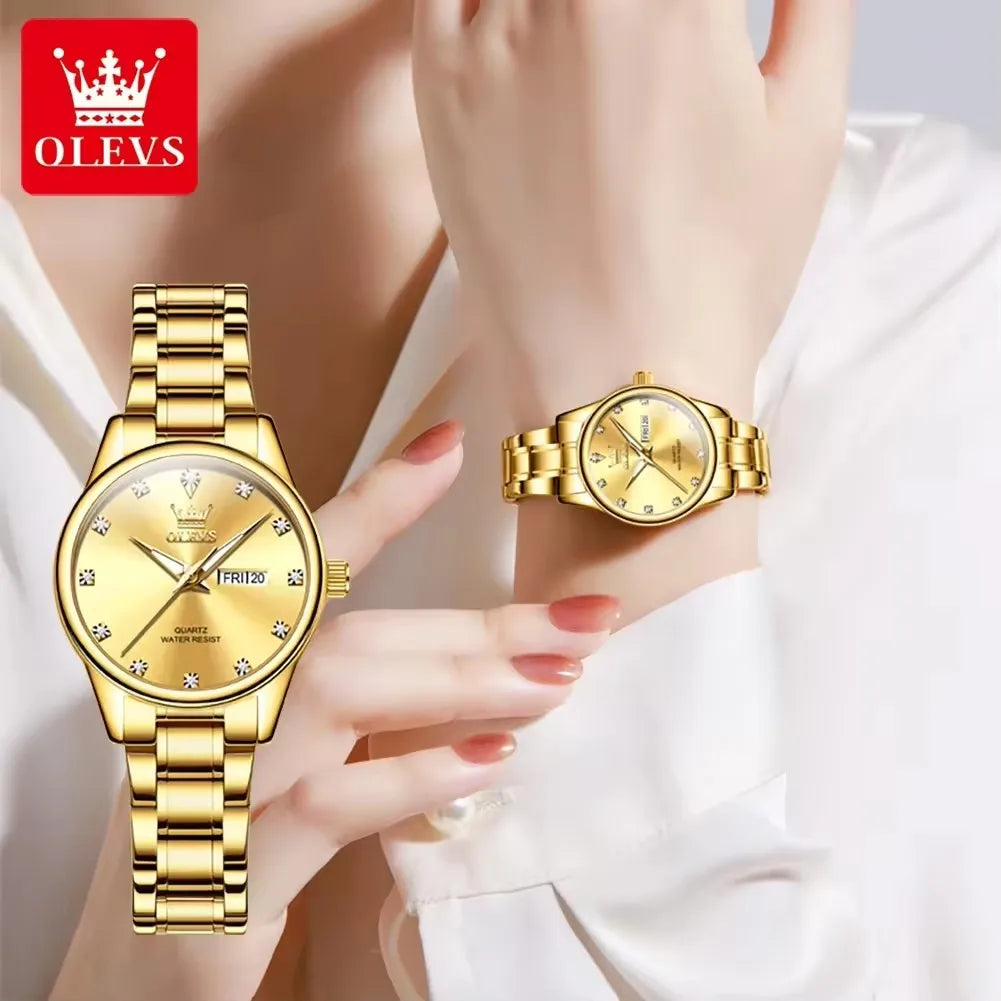 OLEVS 3612 Popular Brand Quartz Wrist Watch Classic Charm Styles Waterproof Stainless Steel Luminous Business Women's Watches