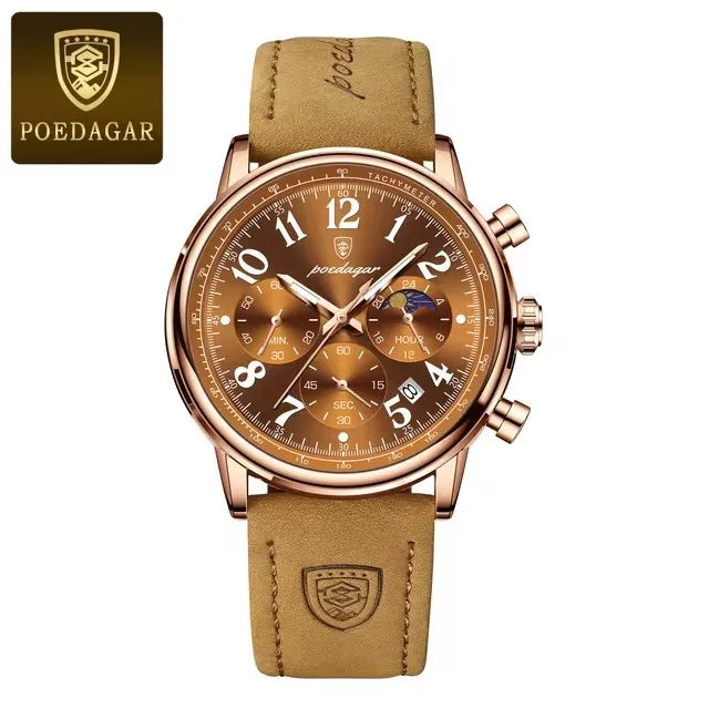 POEDAGAR Men's  Watches 808 Leather Creative Watches Men Wrist Hot Sale Luxury Creative Men Watch Movement  Montre Homme