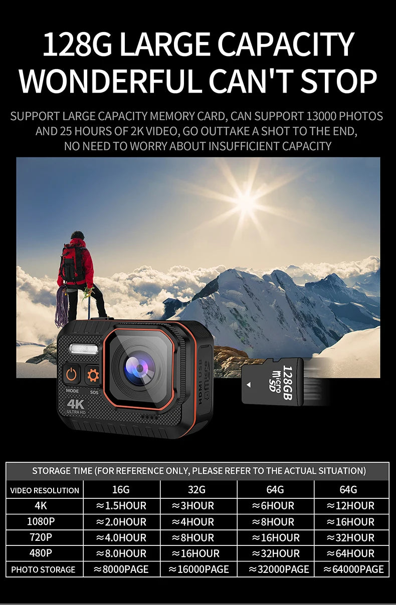 60FPS Ultra HD 30m 170 Wide Angle WiFi Remote Control Waterproof IP68 Action Camera Helmet Mountable Sports Cycling Mountain