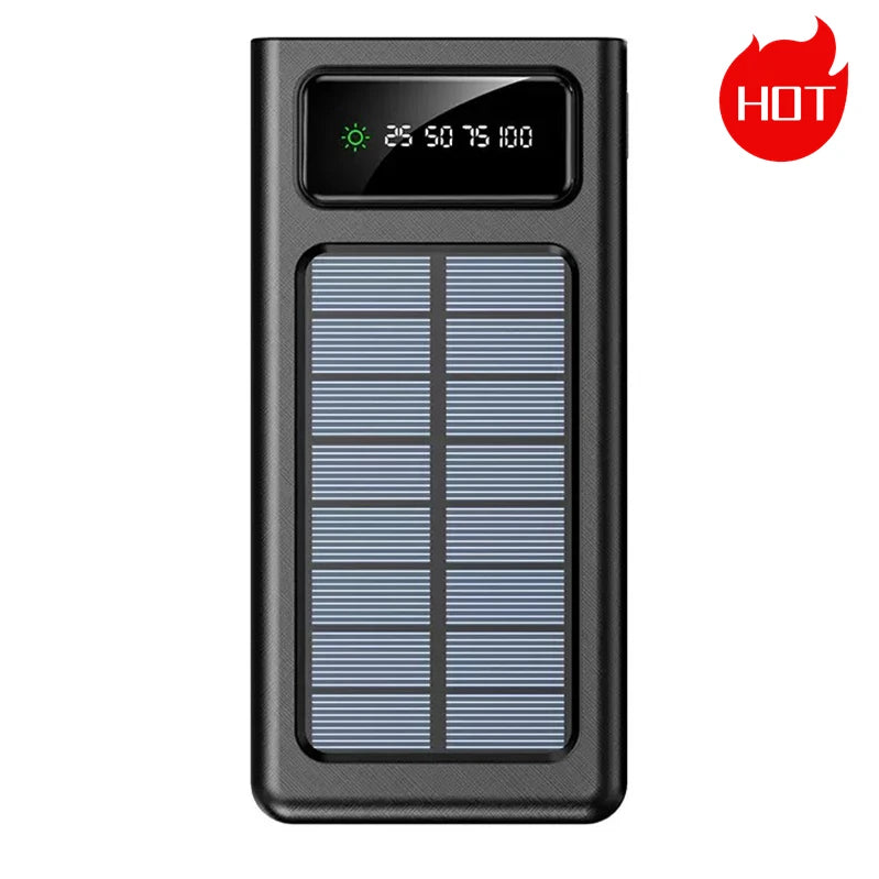 High Quality Power Bank 30000mAh Solar Power Bank LED Fill Light 2A Super Fast Charging with 4 Cable Portable Powerbank