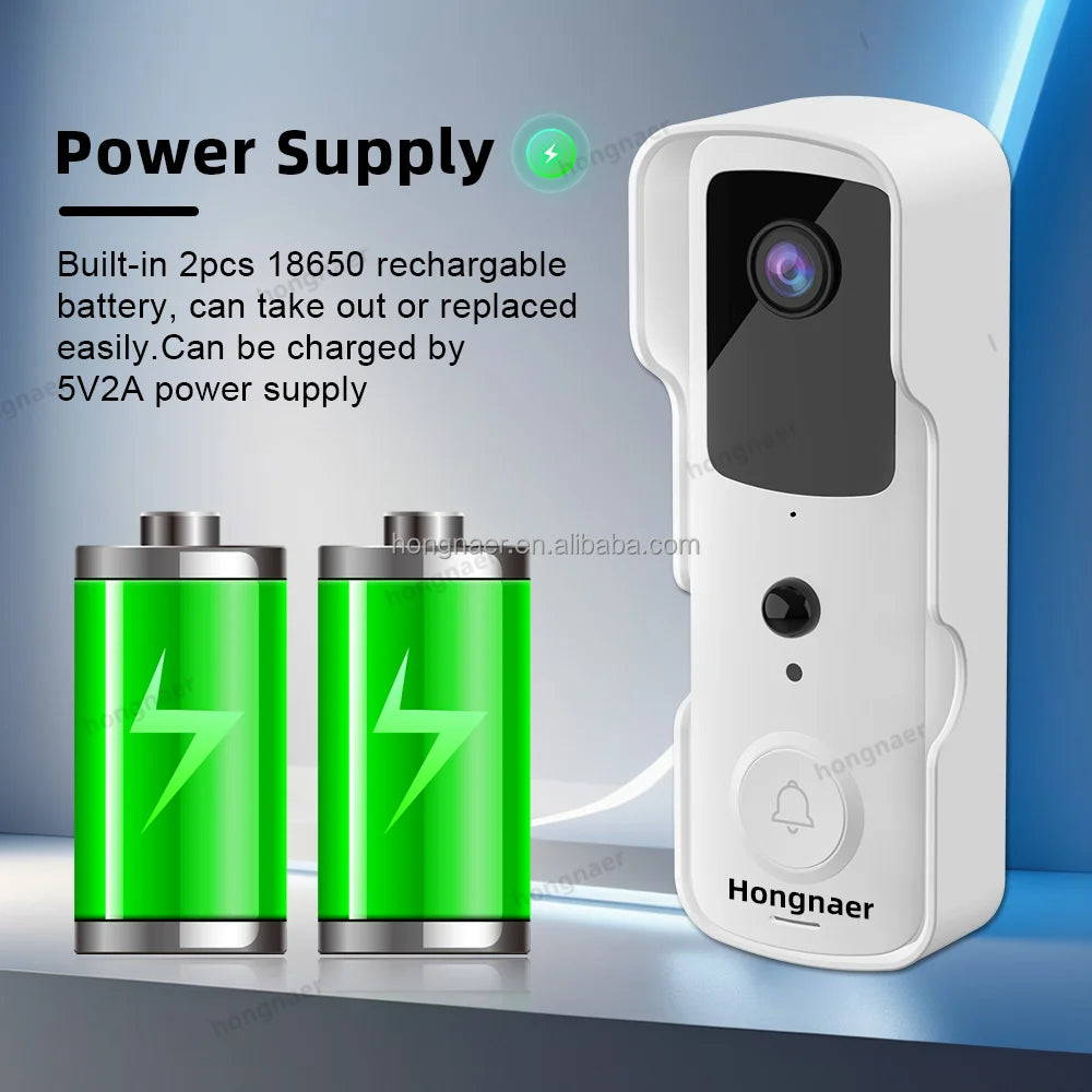 Hongnaer Outdoor HD 1080P Security Doorbell Ring Battery Door Bell IP Camera Home Tuya Smart WiFi Wireless Video Doorbell Camera