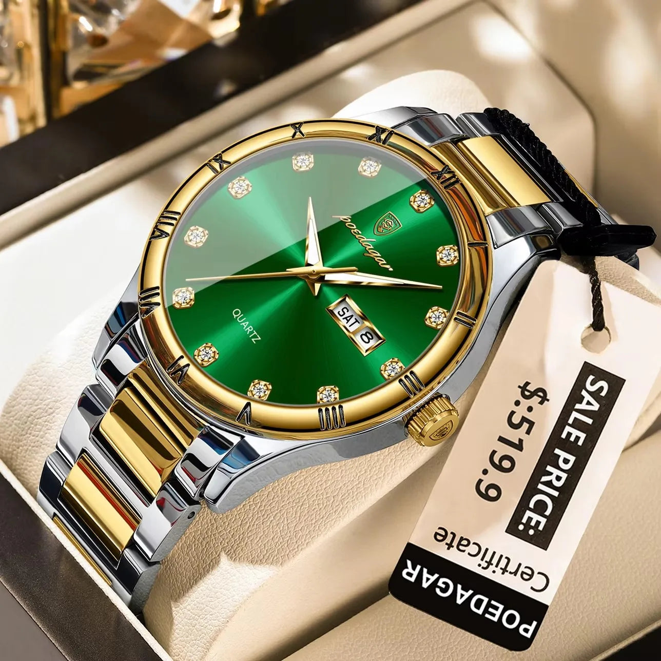 POEDAGAR 878 Top Quartz Stainless Steel Men's Watches Sports Reloj Luxury Watch Man Date Week Waterproof Luminous Man Wristwatch