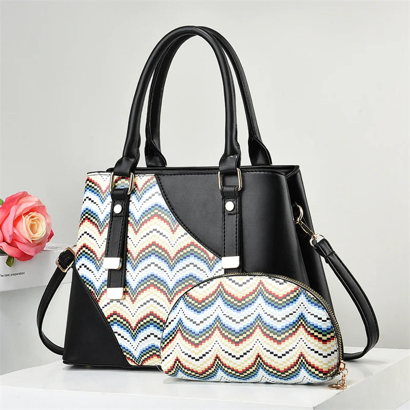 Large Capacity New Patchwork Versatile Fashion Retro Simple Elegant Temperament Bags Women Handbags Lady