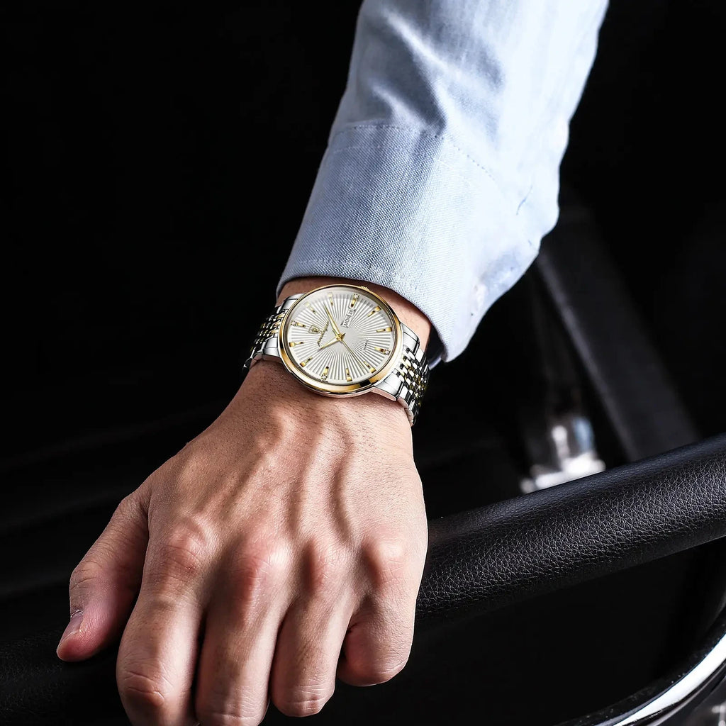 Luxury POEDAGAR 994 Men Watch Business Men's Watches Waterproof Luminous Day Week Stainless Steel Quartz Wristwatches Man Reloj
