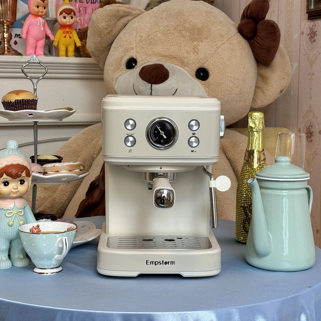 US Stock Barista 20bar Espresso Machine 3-in-1 Function Semi-Automatic Coffee Brewer White Barista Machine for Families 04E