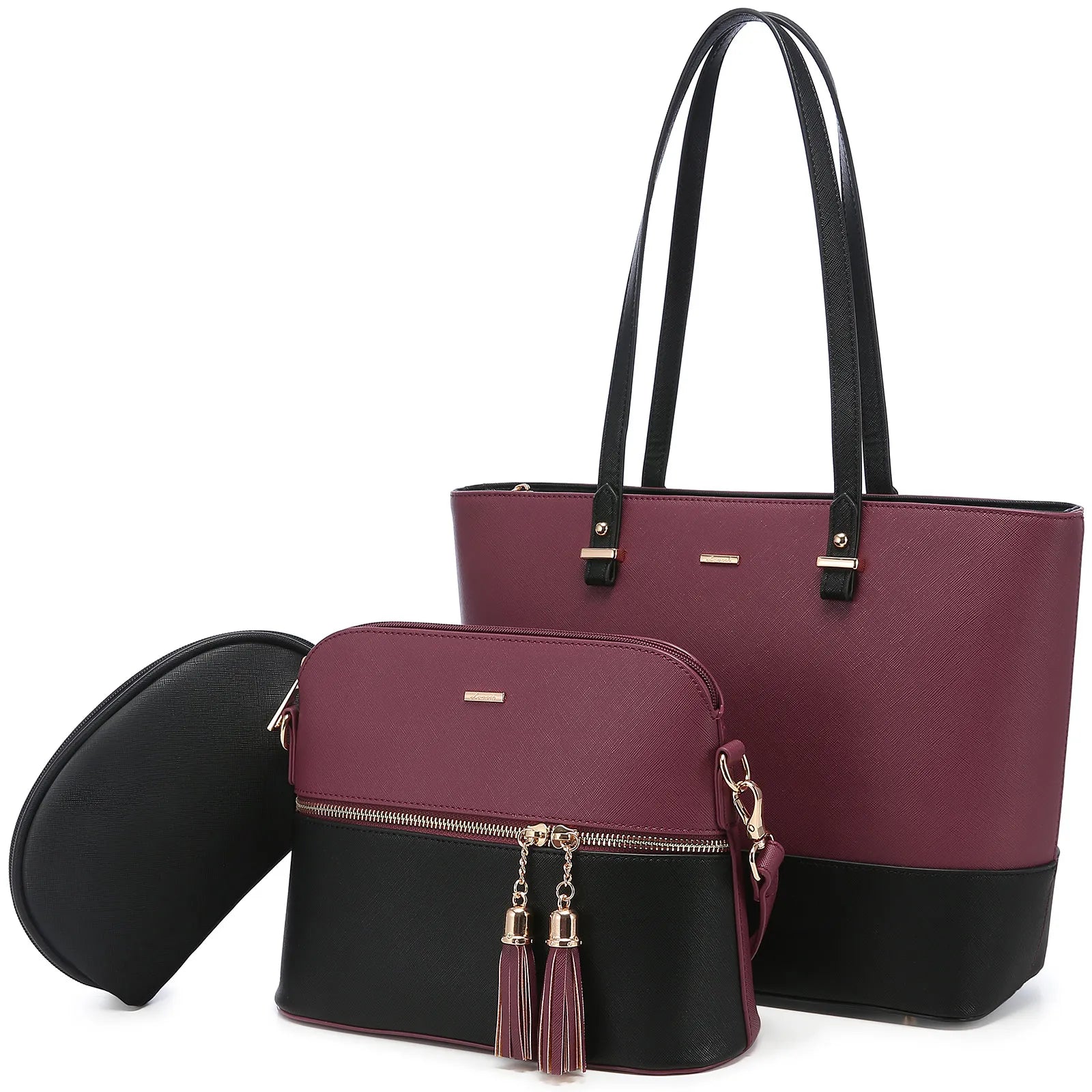 LOVEVOOK Wholesale Boutiques Luxury High Quality PU Material 3 Pieces Handbag Sets Shoulder Bag Wallet Ladies Women Handbags