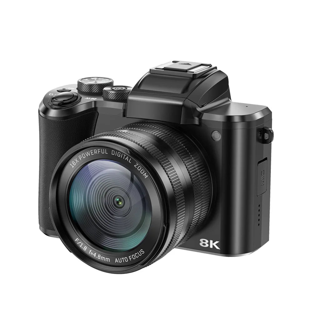 Portable 8K Mirrorless Compact Digital Camera 16X Optical Zoom 3.2-inch Touchscreen 1500mAh Battery for Students-Travel Vlogs