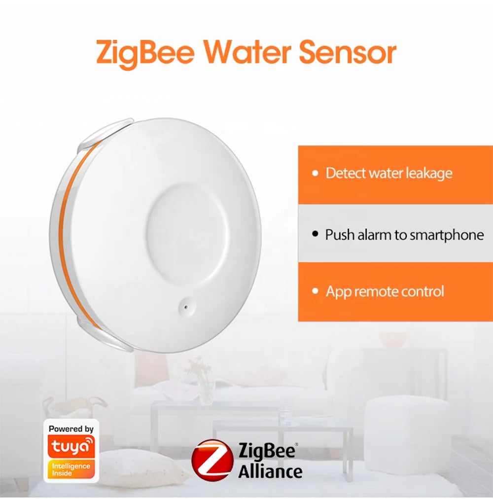 Smart Home Flood Overflow Alarm System IP55 Tuya APP Zigbee Water Sensor Detection WiFi Water Leak Detector Water Leakage Sensor
