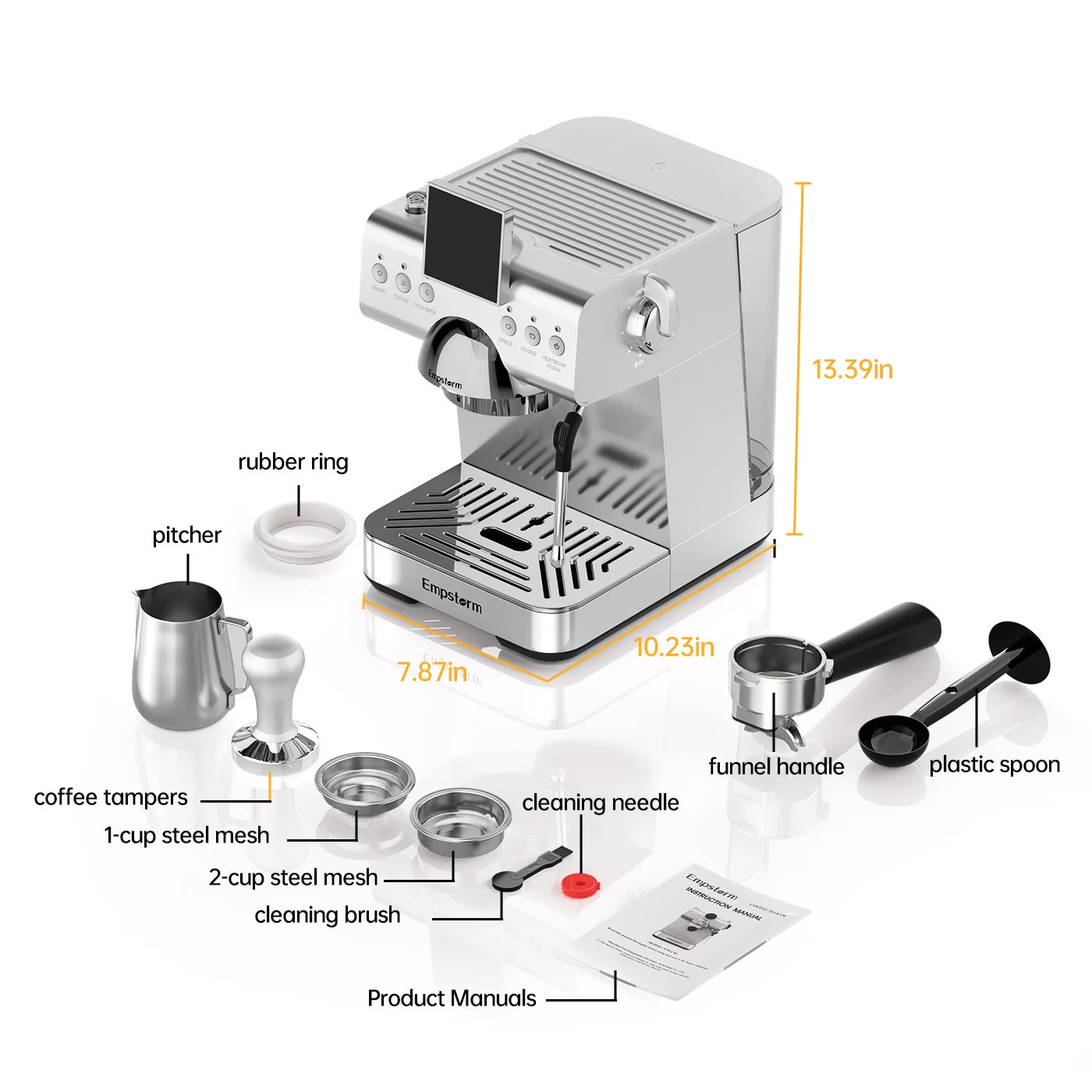 For CB1 20 Bar Semi-Automatic Coffee Machine 3-in-1 Function for Latte Cappuccino Espresso Portable Car Use Milk Frother