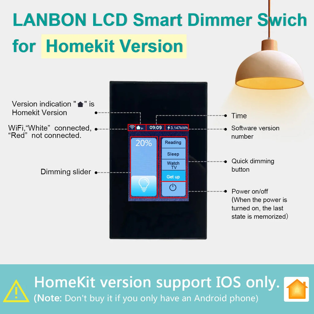 Lanbon Tuya Wifi Smart Dimmer Switch L8 LCD Touch Panel Zigbee Light Wall Switch Smart Home for Bedroom House Alexa