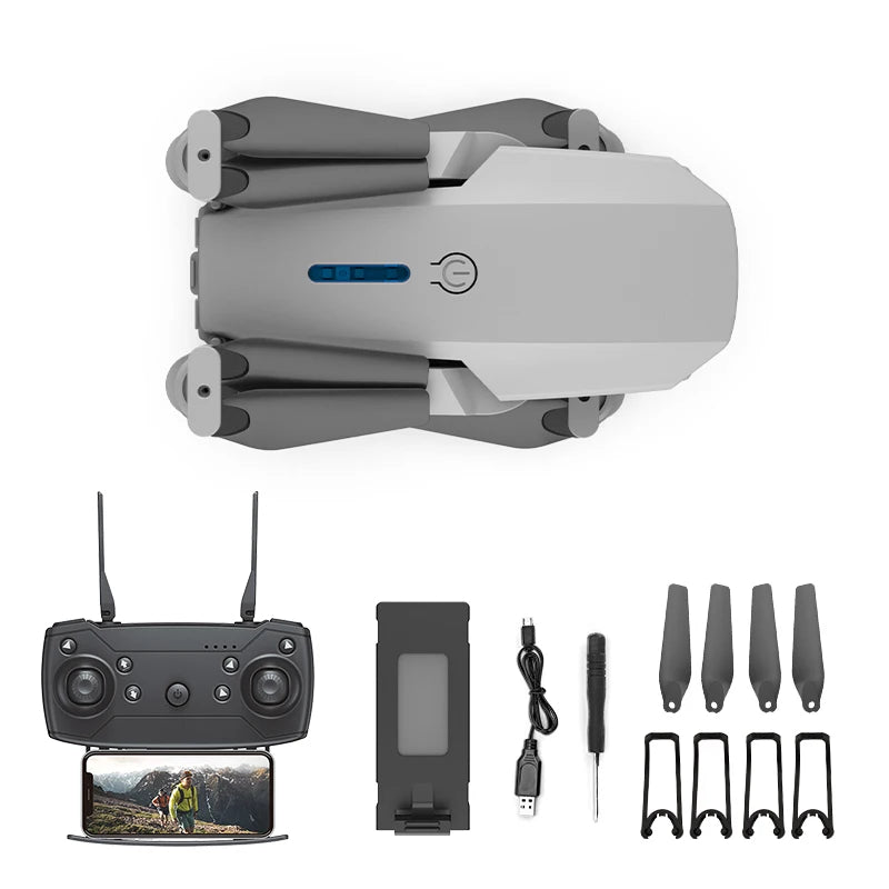 E88 4k UHD Mini Flying Camera WiFi GPS Real-time Transmission FPV Follow Me Rc Remote Controller Quadcopter Kids Drone