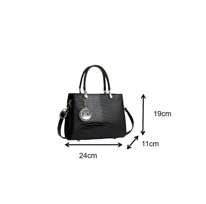 2026 Large Capacity Handbag, Lizard Pattern, Glossy Leather, High-end Feeling, Cross-border Minimalist Women's Bag