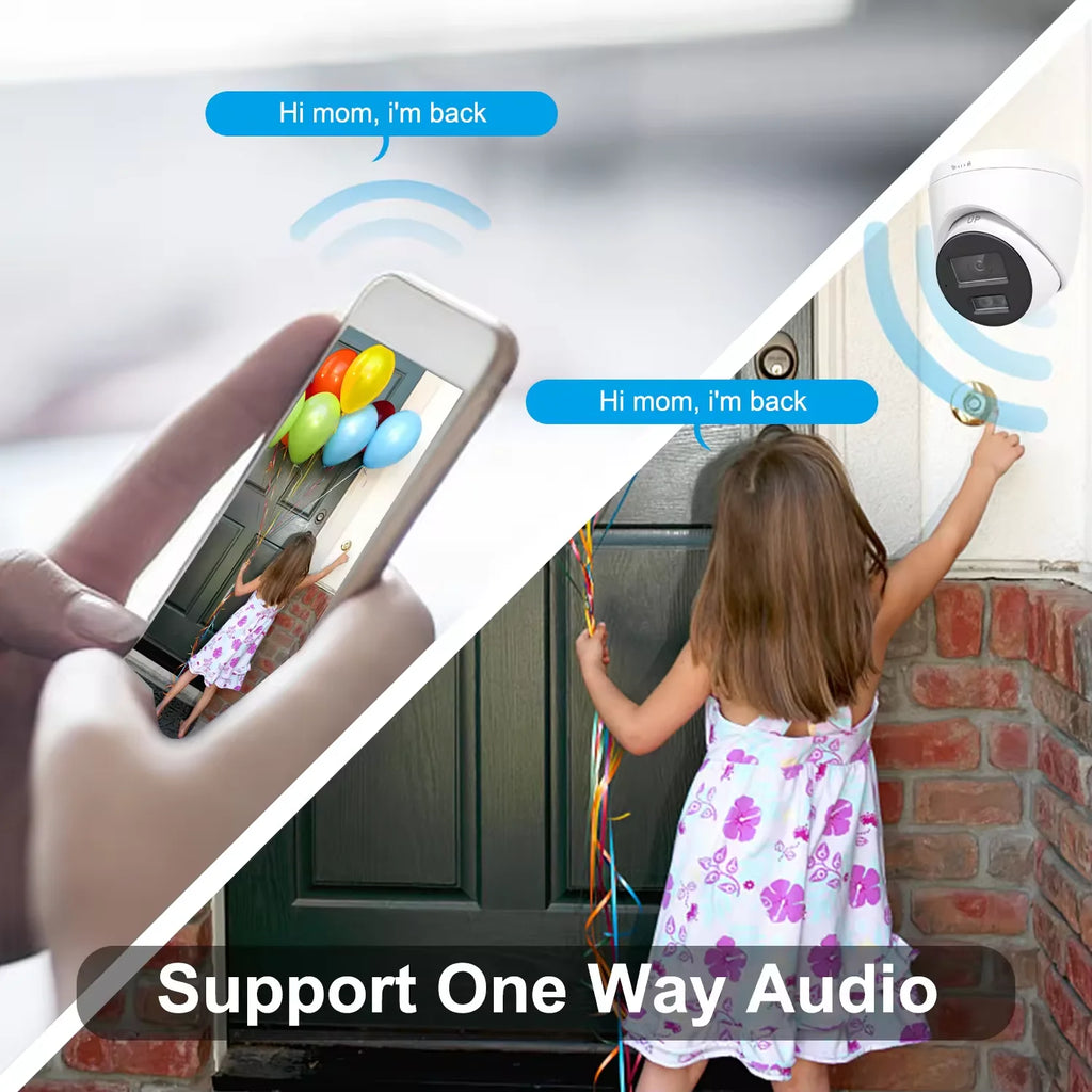 HK OEM 4K IP Camera CCTV Turret Smart Camera IR&Color Dual-Light Human/Vehicle Detection One Way Audio SD Card Slot 120DB WDR