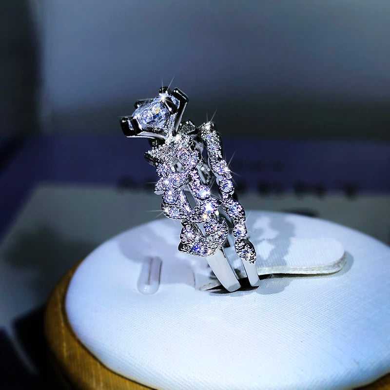 925 Silver Gorgeous Big Cubic Zircon Rings For Women Fine Wedding Anniversary Gift Female Party Ring Brilliant Fashion Jewelry
