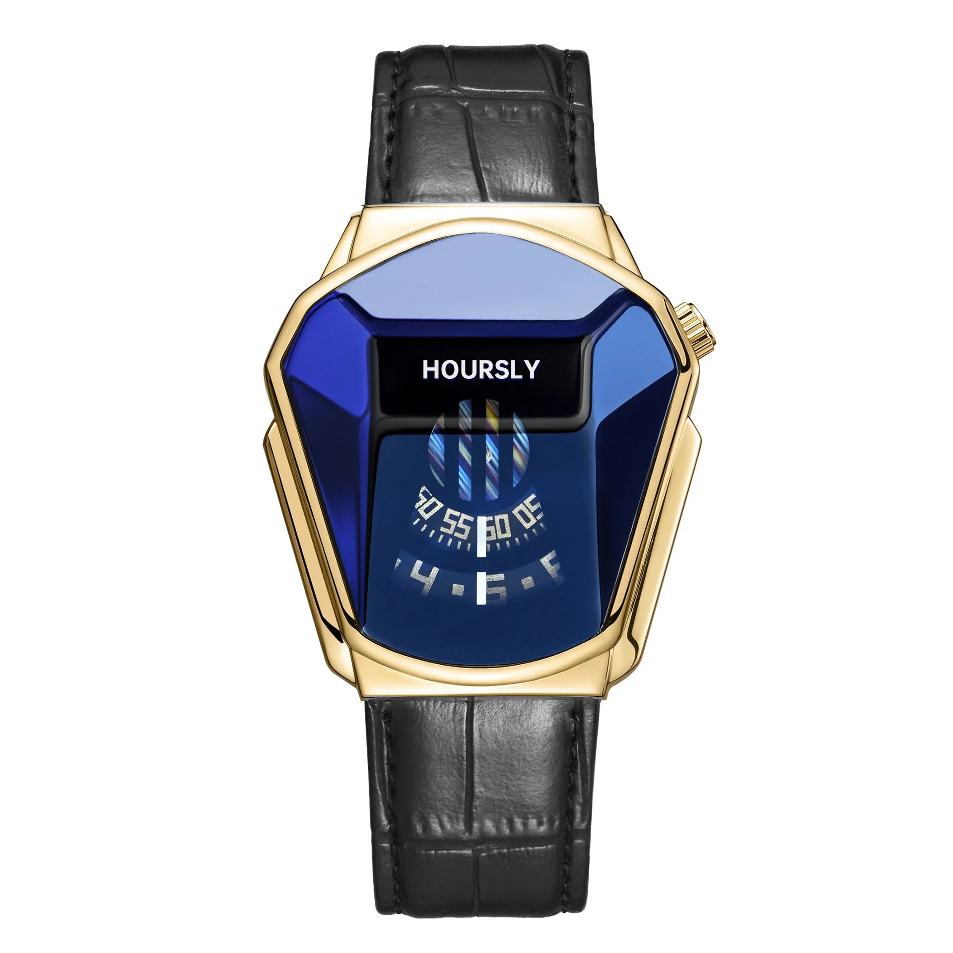 HOURSLY 6617 Fashion Men's Watches Motorcycle Cool Waterproof Sport Wristwatch Quartz Stainless Steel Leather GoldClock Watch