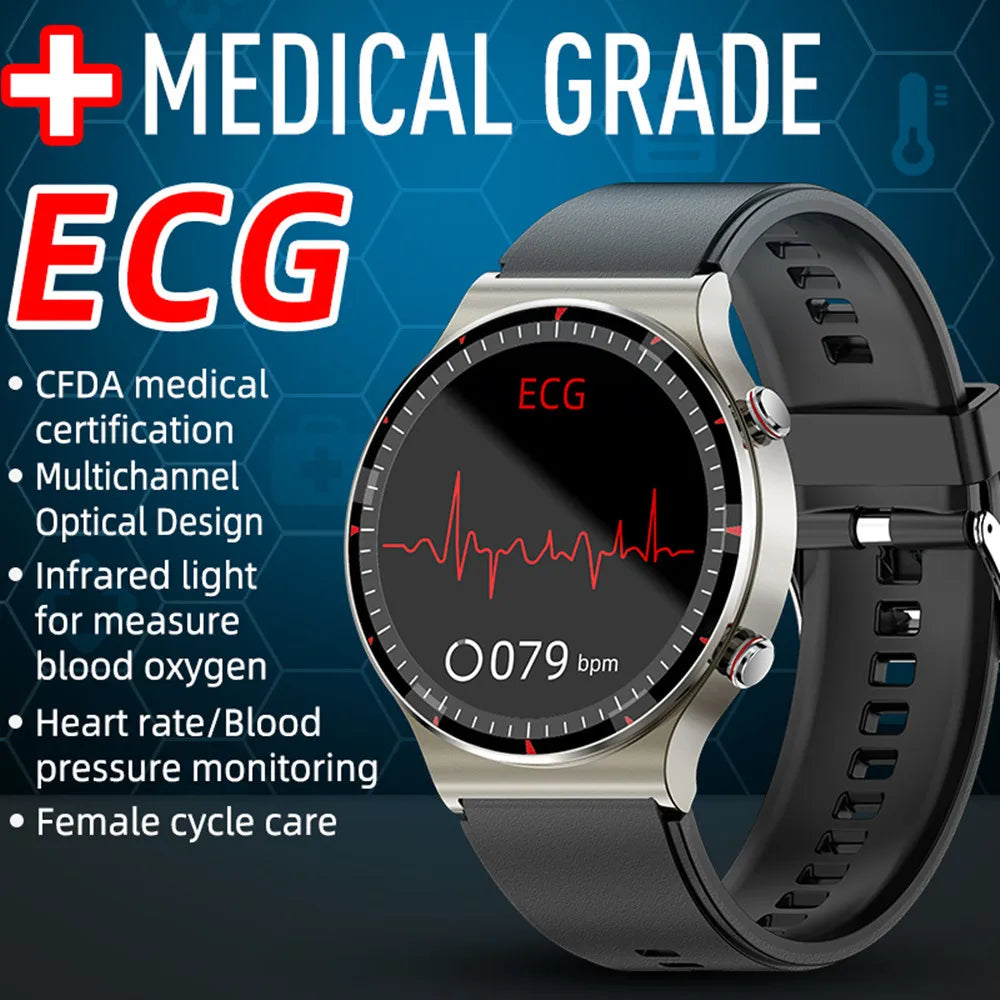 ECG PPG SmartWatch G08 Body Temperature Blood Oxygen Pressure Heart Rate Measurement Man Smart Watch for Health Care
