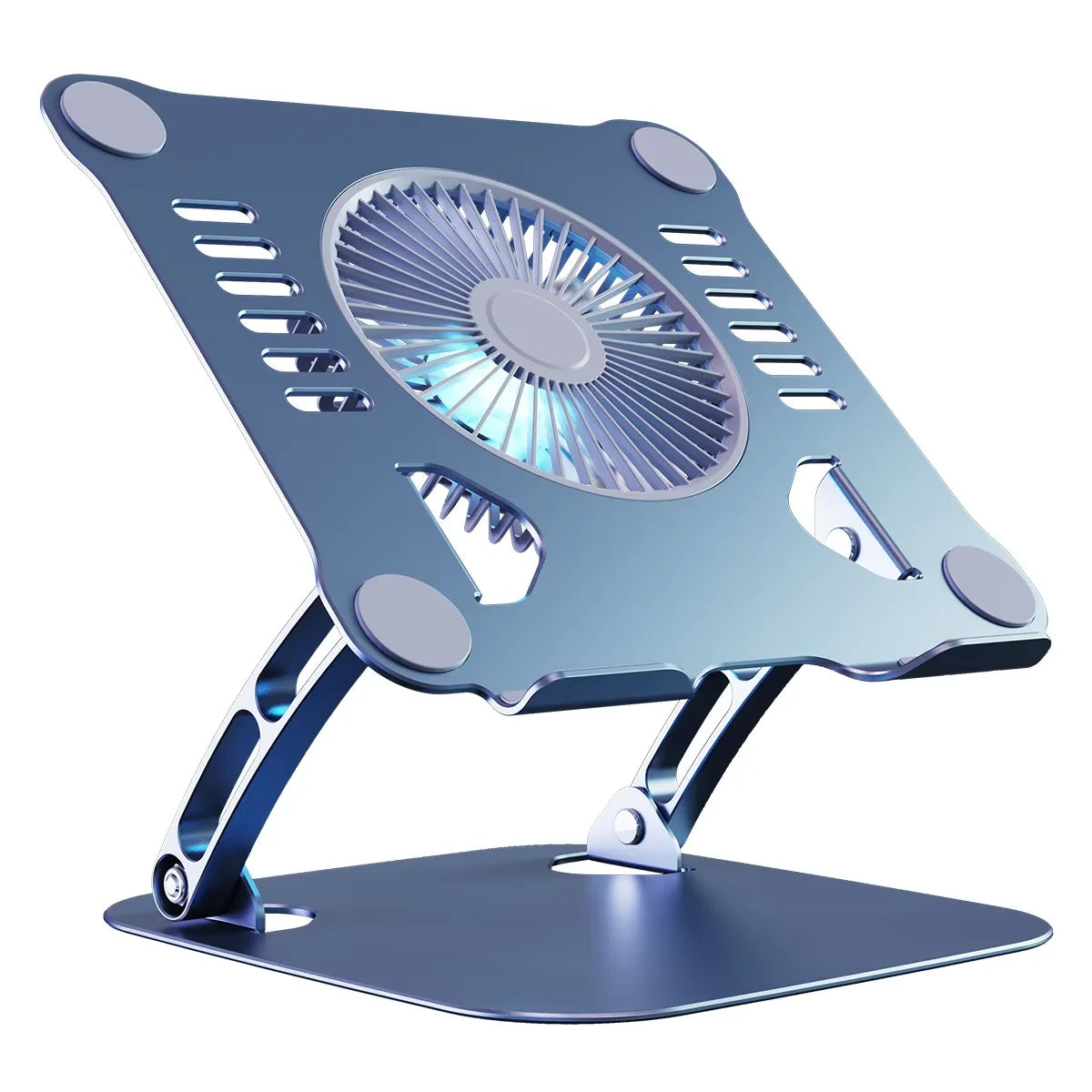 Adjustable Aluminum Laptop Stand With Cooling Fan 360 Rotation Foldable Ergonomic Laptop Holder for Office Business Gift OEM ODM