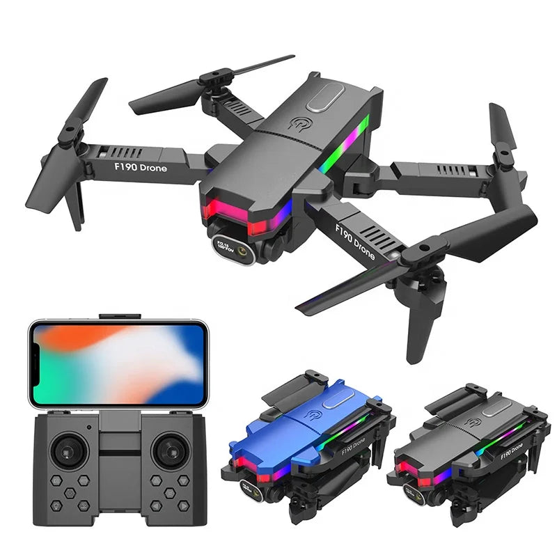 New Dron F190 4k hd Dual Camera Wifi Fpv Foldable Quadcopter Helicopter Drones Toys Rc Mini Drone F190 V E58 E99 K3 F189