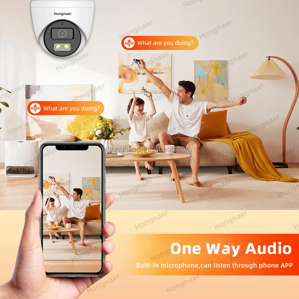 Hongnaer 4 in 1 Wire CCTV Analog HD Dome Video AHD Coaxial Audio Camera Home Indoor 8MP 4K DVR IP Analog CCTV Security Camera