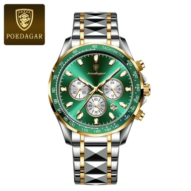 POEDAGAR 815 Sports Quartz Watches Men Stainless Steel Waterproof Calendar Watch Wrist Luminous Hands Men's Watches Reloj Clock