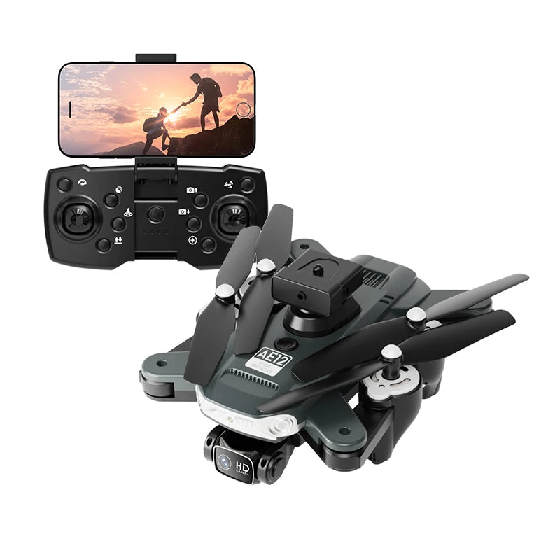 AE12 Drone with 4K UHD Flying Dual Camera WIFI FPV Foldable Drones Toys RC Quadcopter Height Keep Drones Camera Helicopter Toys